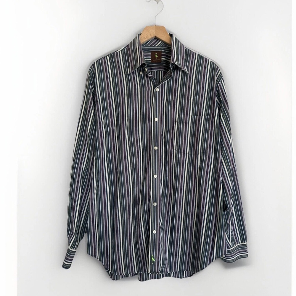 Tailorbyrd Men’s XL Striped Button Down Long Sleeve Shirt Multicolor